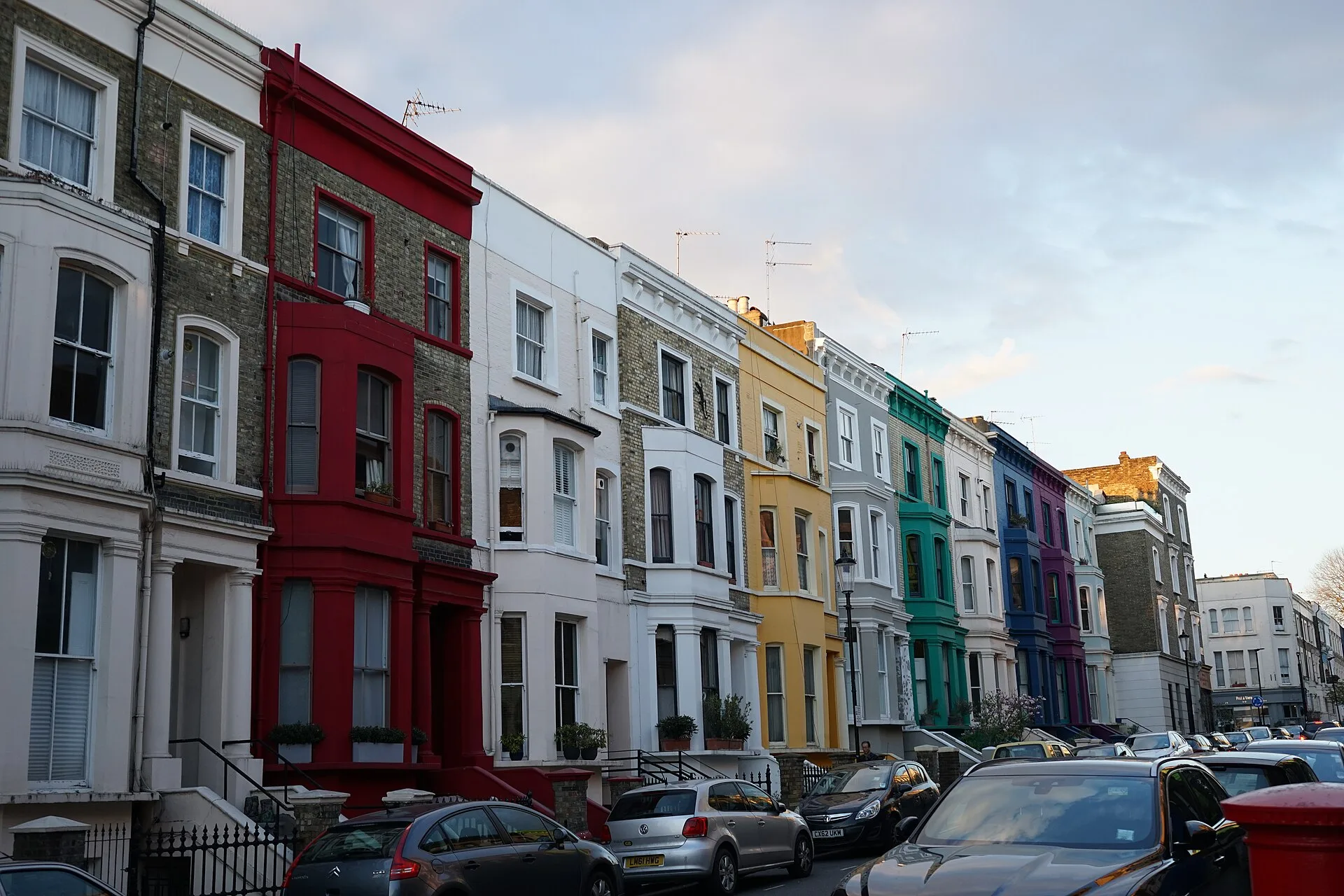 Notting Hill - Colorful houses on Lancaster road in Notting Hill.